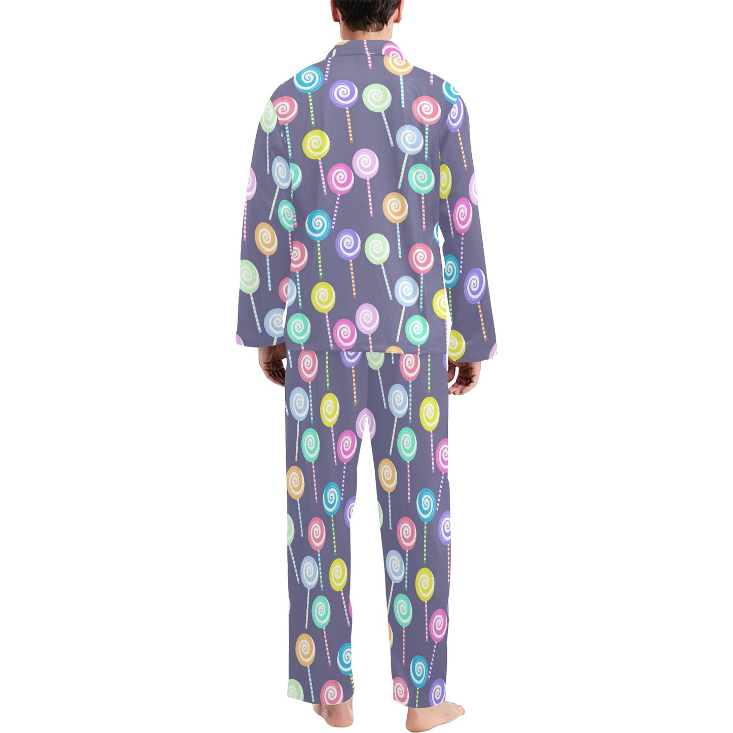 Lollipop Pattern Print Design LL03 Men's Long Pajama Set