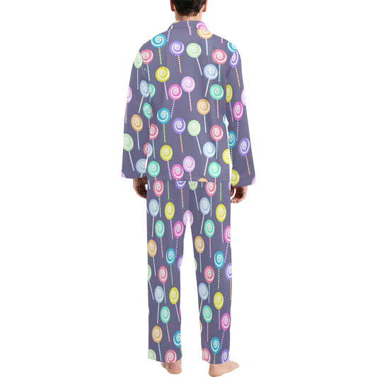 Lollipop Pattern Print Design LL03 Men's Long Pajama Set
