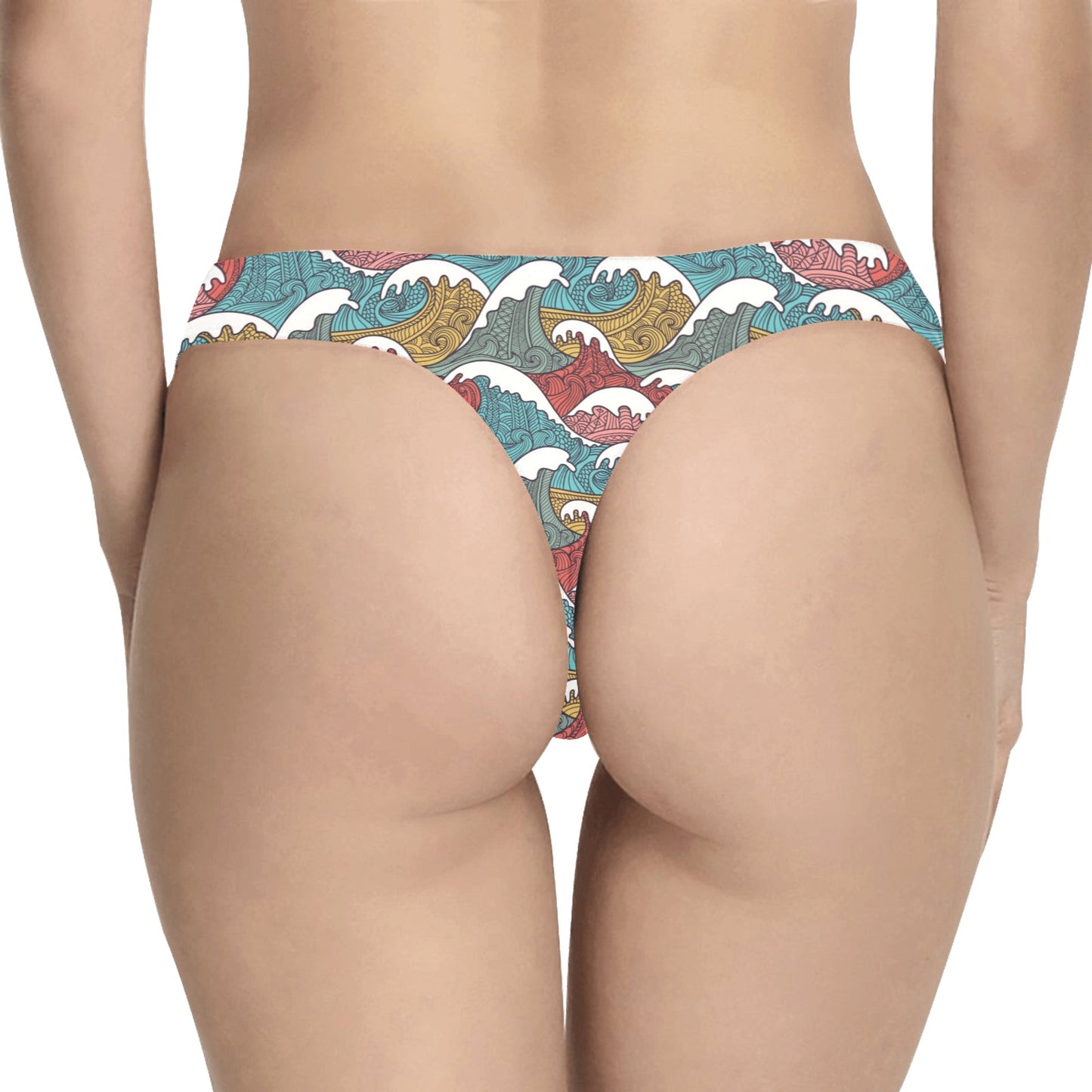 Tribal Wave Pattern Print Women's Thongs