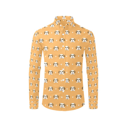 Shih Tzu Print Design LKS303 Men's Long Sleeve Dress Shirt