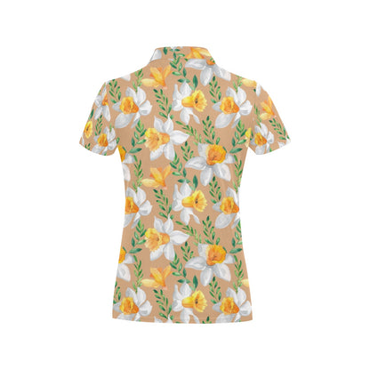 Daffodils Pattern Print Design DF04 Women's Polo Shirt