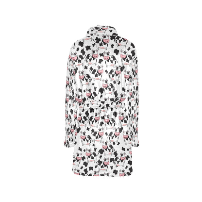 Cow Pattern Print Design 02 Women's Fleece Robe