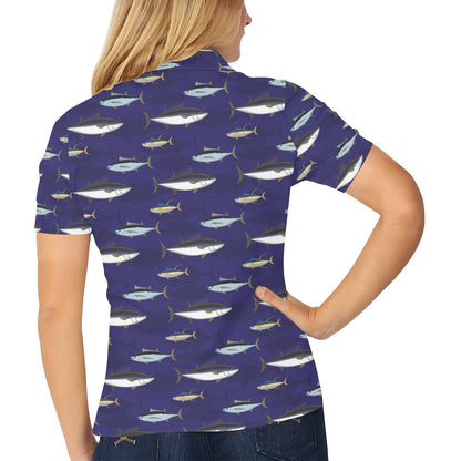 Tuna Fish Print Design LKS304 Women's Polo Shirt