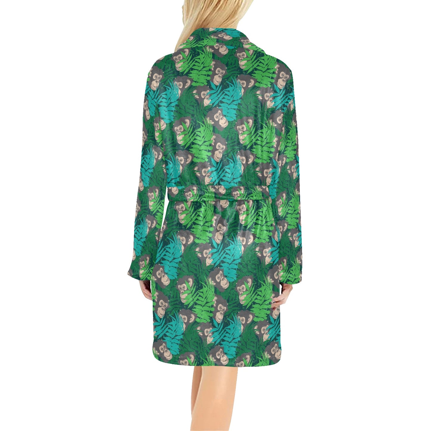 Chimpanzee Pattern Print Design 01 Women's Fleece Robe