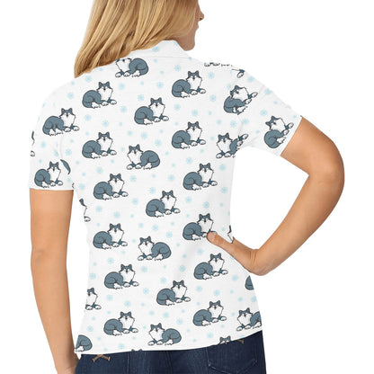 Alaskan Malamute Pattern Print Design 03 Women's Polo Shirt