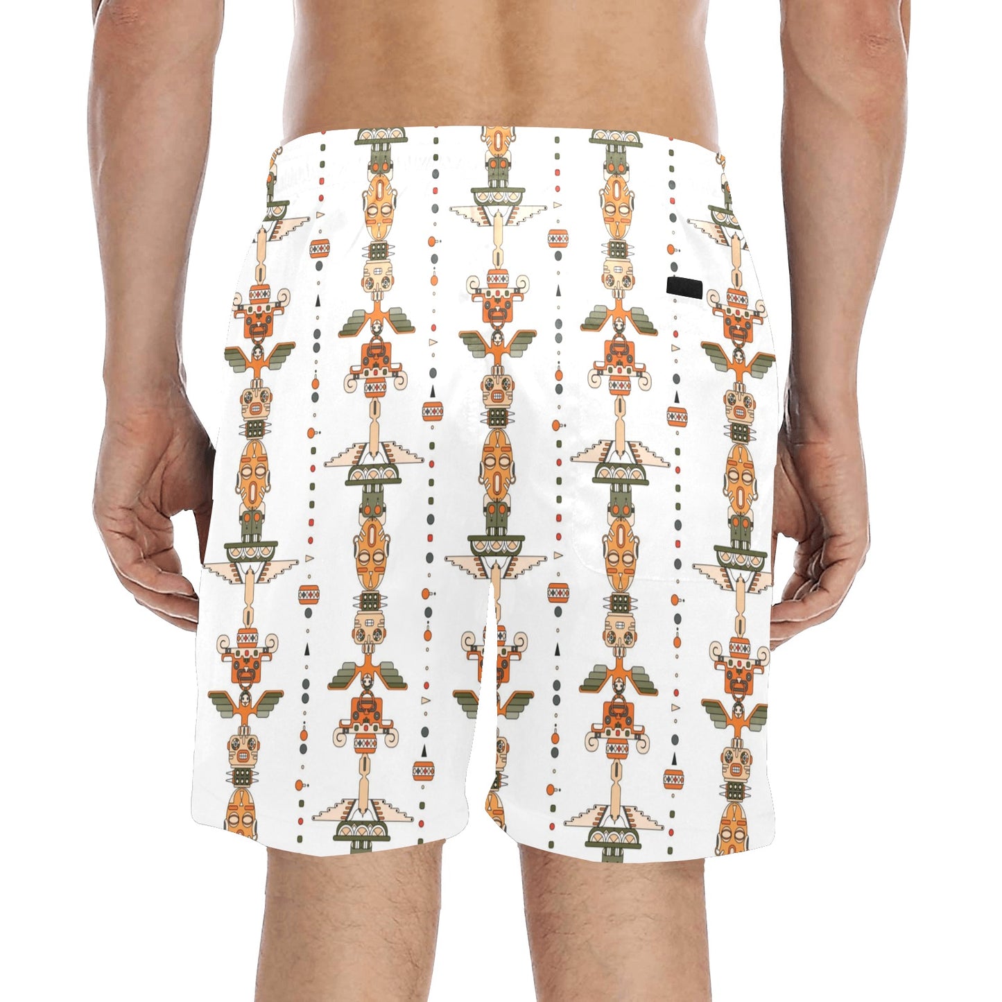 Totem Print Design LKS302 Men's Swim Trunks Beach Shorts