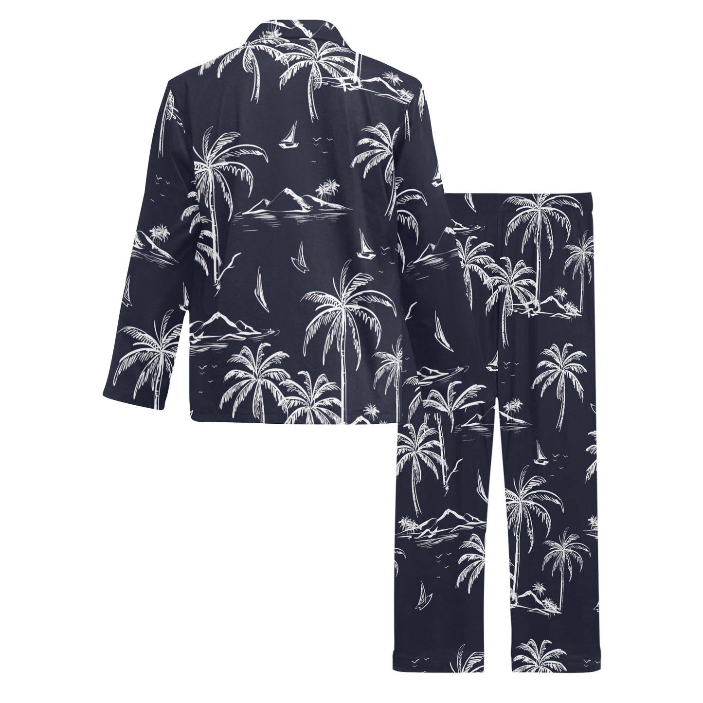 Pacific island Pattern Print Design A02 Men's Long Pajama Set