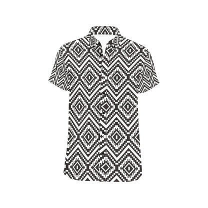 Tribal Pattern Print Design LKS303 Men Short Sleeve Button Up Shirt