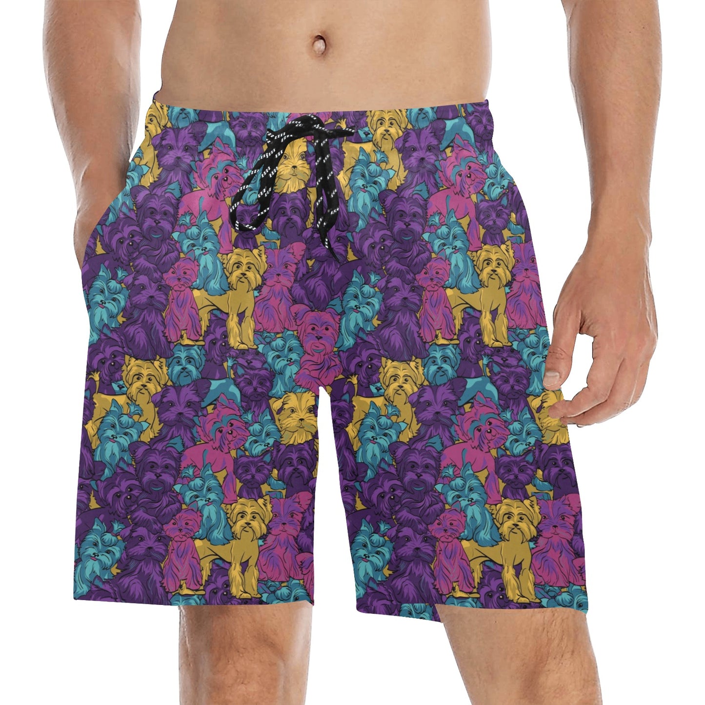 Yorkshire Terriers Print Design LKS3010 Men's Swim Trunks Beach Shorts