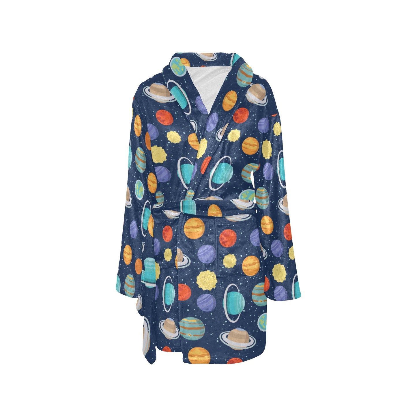 Planet With Star Print Design LKS303 Women's Fleece Robe