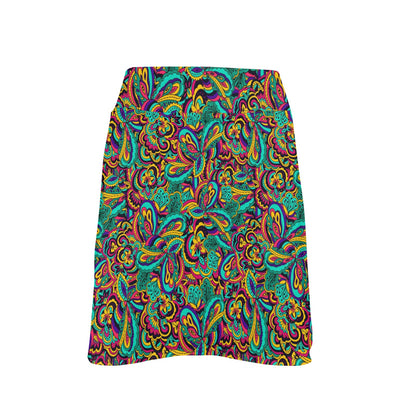 Psychedelic Trippy Floral Design 17" Golf & Pickleball Skort with Pockets
