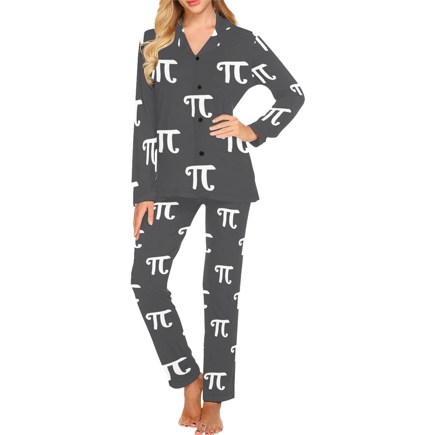 Pi Day Pattern Print Design A01 Women's Long Pajama Set