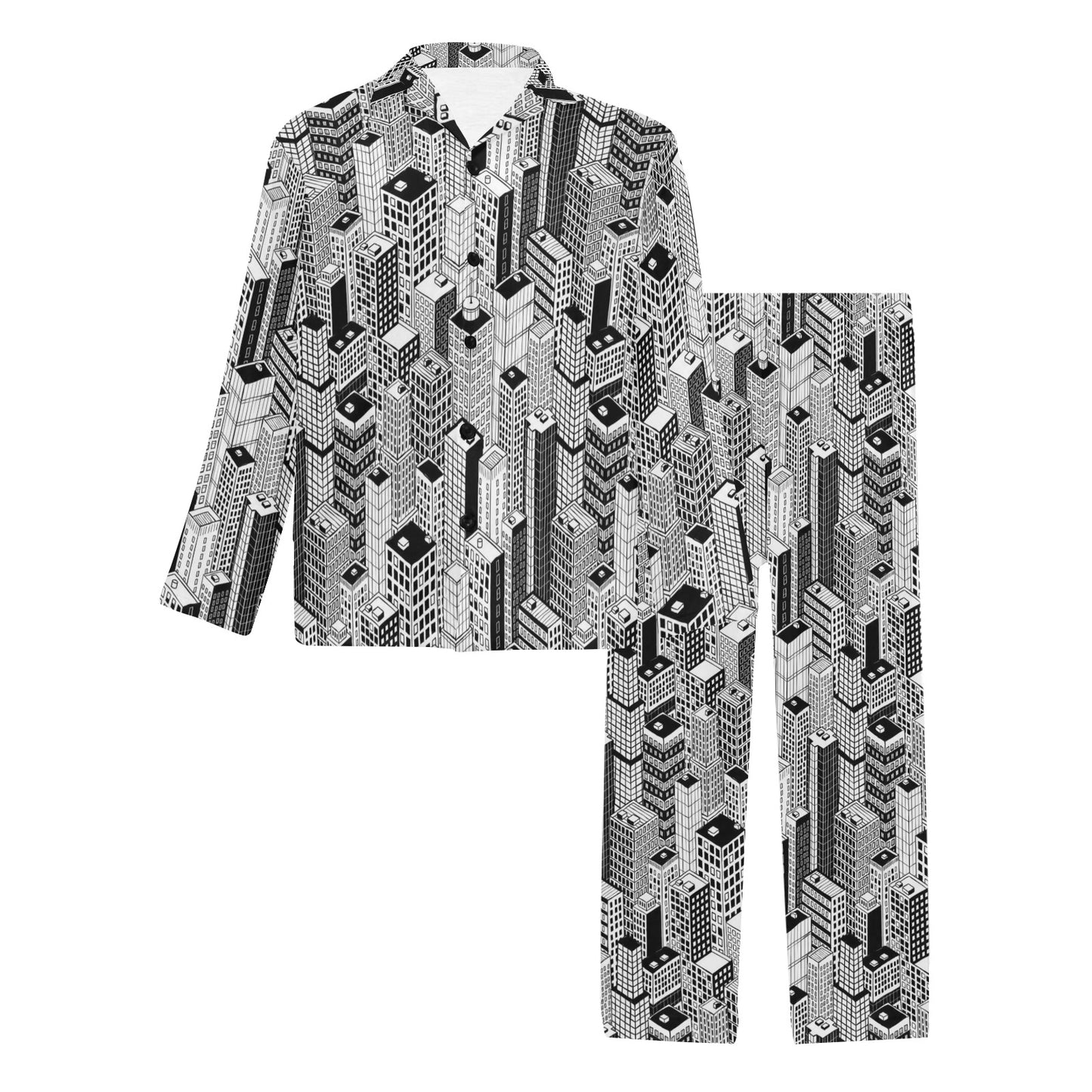 City  Pattern Print Design 02 Men's Long Pajama Set