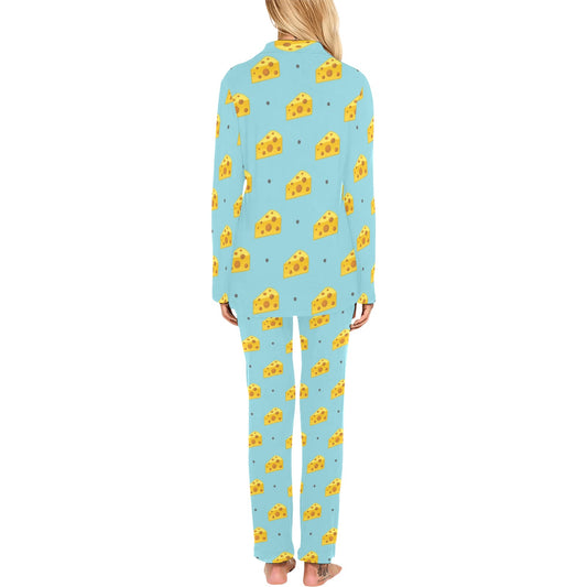 Cheese Pattern Print Design 02 Women's Long Pajama Set