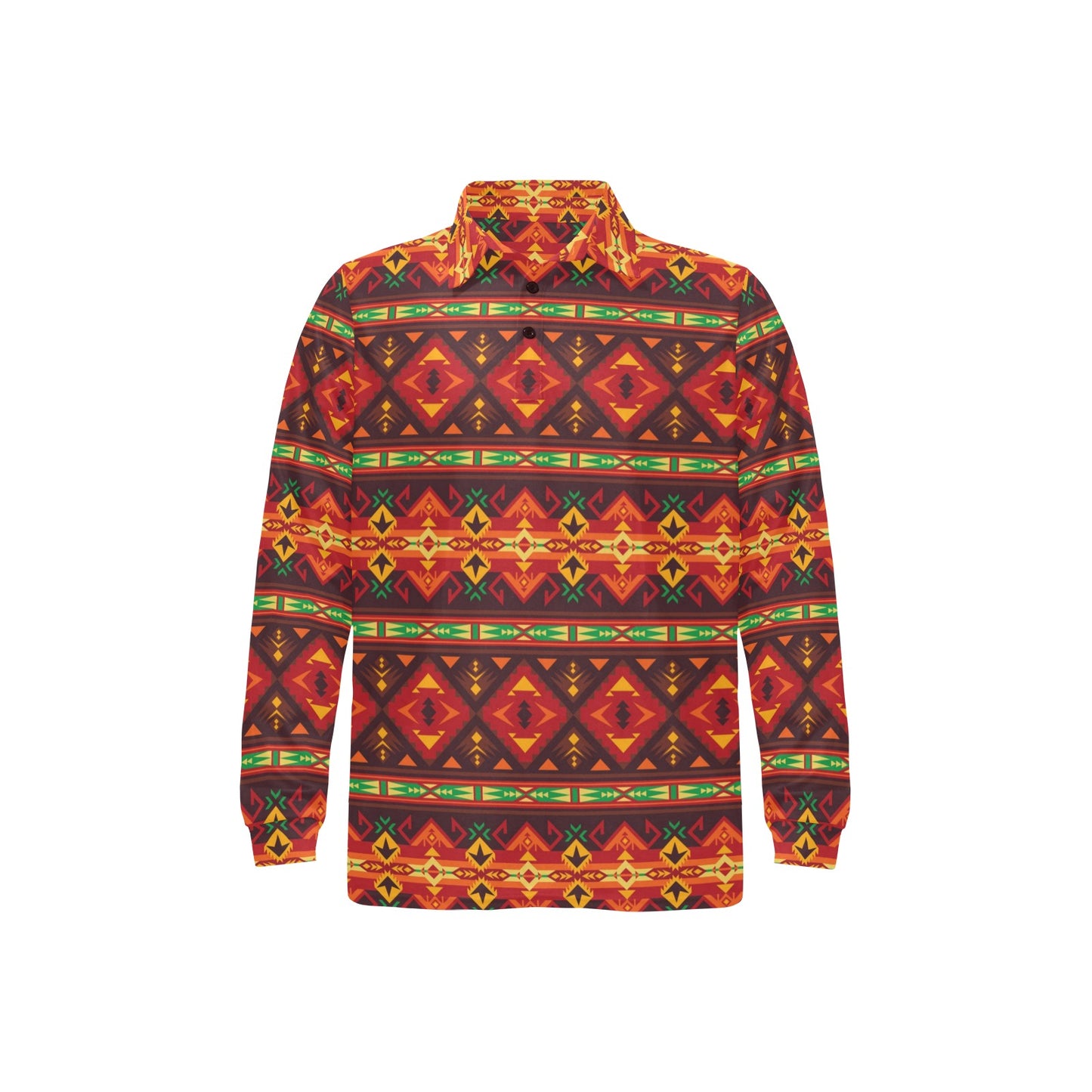 Southwest Pattern Print Design LKS309 Long Sleeve Polo Shirt For Men's