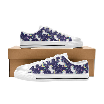 Unicorn Print Design LKS305 Women's White Low Top Shoes