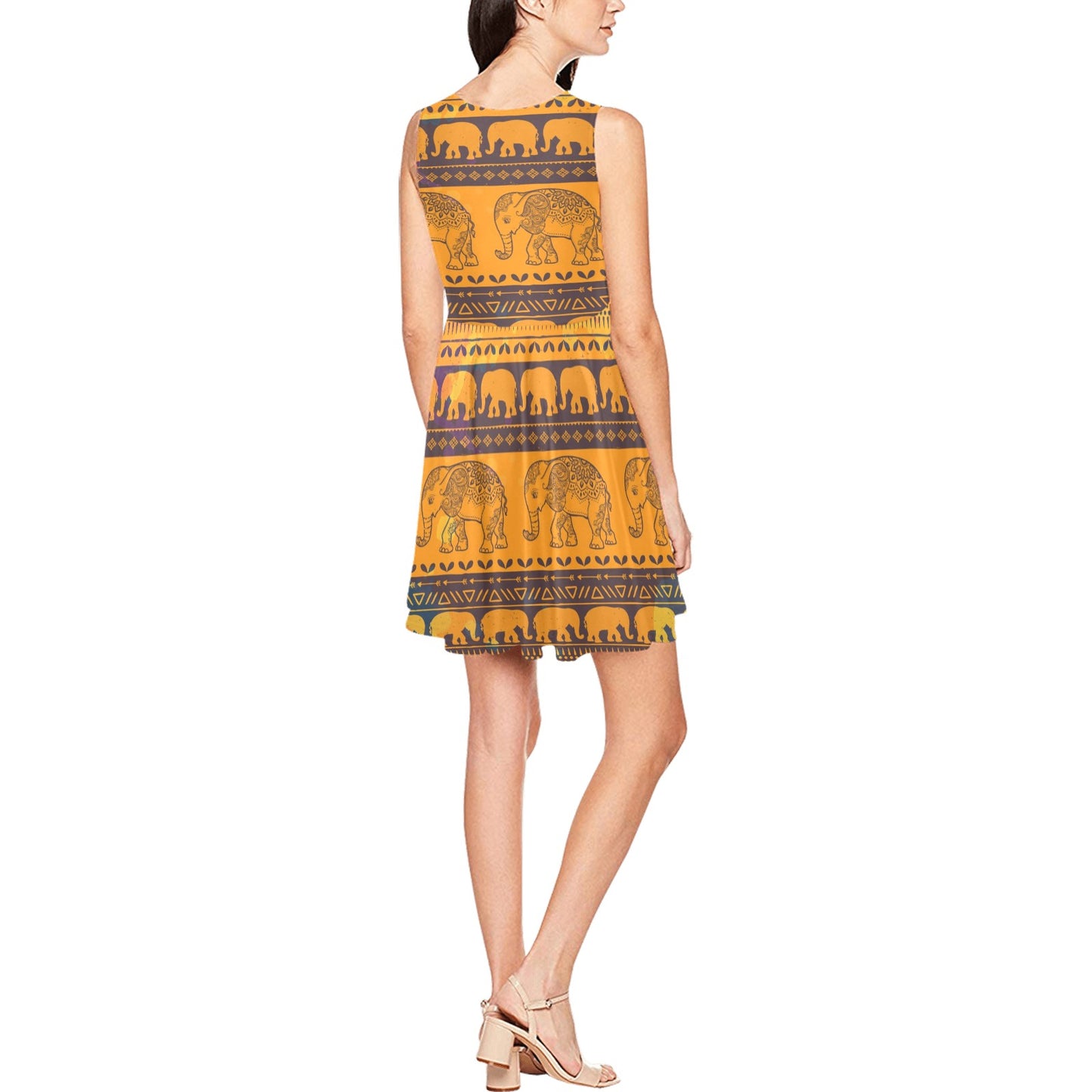 Elephant Aztec Sleeveless Dress