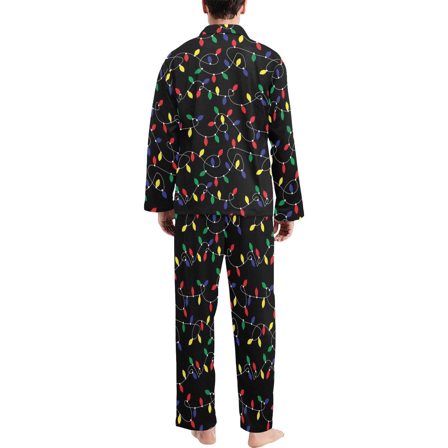 Christmas Light Pattern Print Design 04 Men's Long Pajama Set