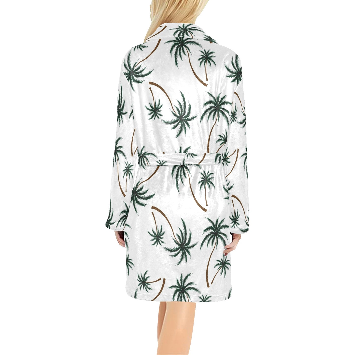 Palm Tree Pattern Print Design PT07 Women's Fleece Robe