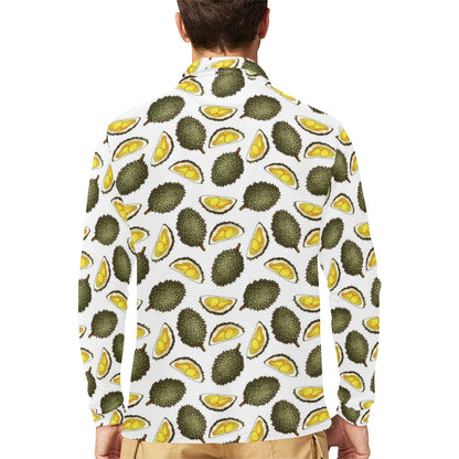 Durian Pattern Print Design DR03 Long Sleeve Polo Shirt For Men's