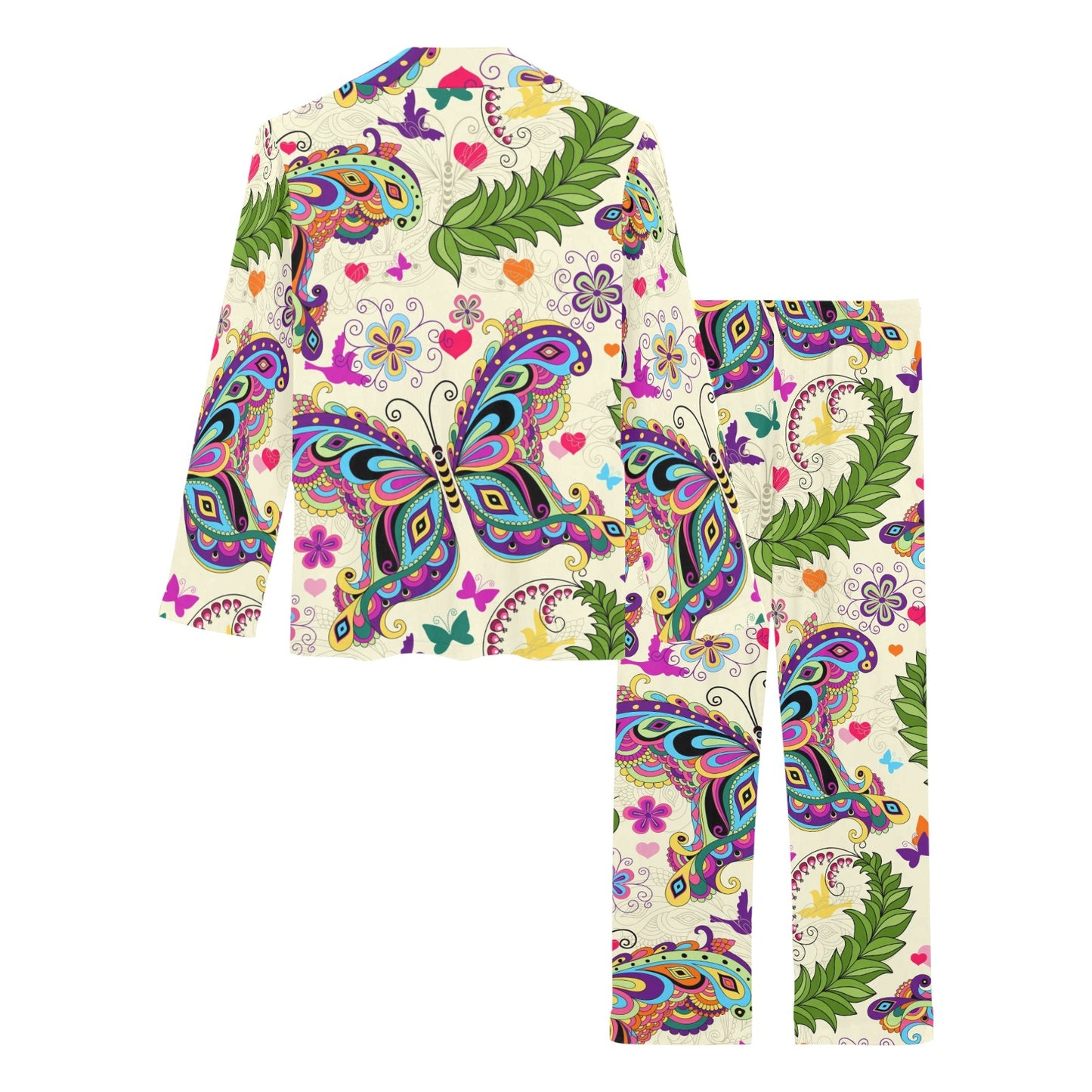 Butterfly Colorful Indian Style Women's Long Pajama Set