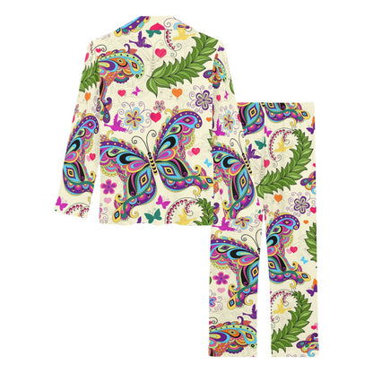 Butterfly Colorful Indian Style Women's Long Pajama Set