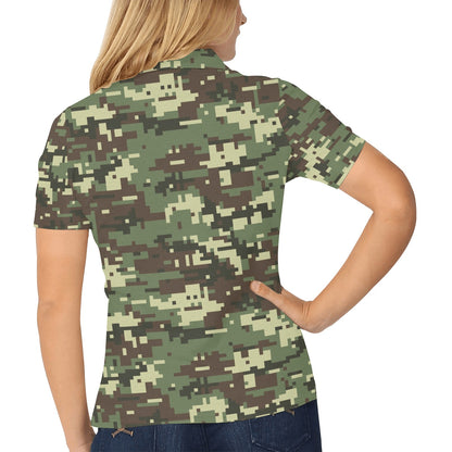 ACU Digital Army Camouflage Women's Polo Shirt
