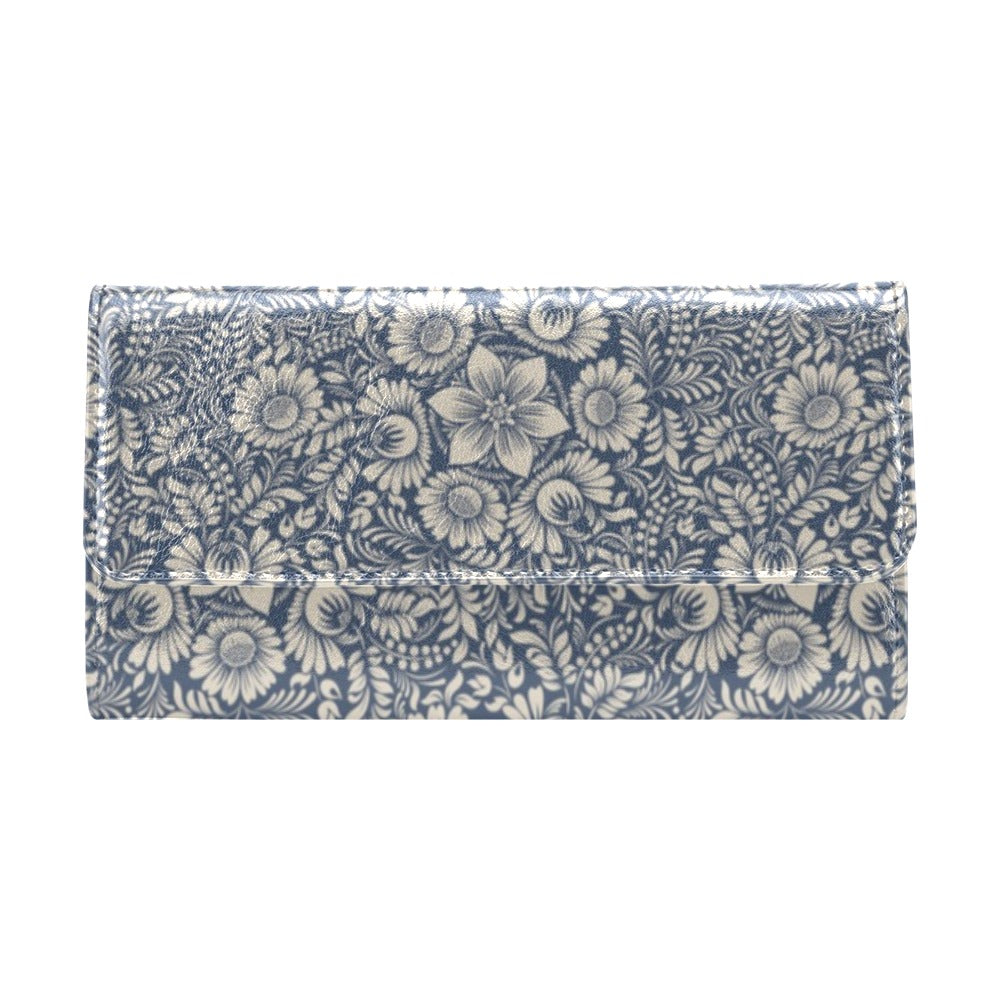 Elegant Floral Print Pattern Women's Trifold Wallet