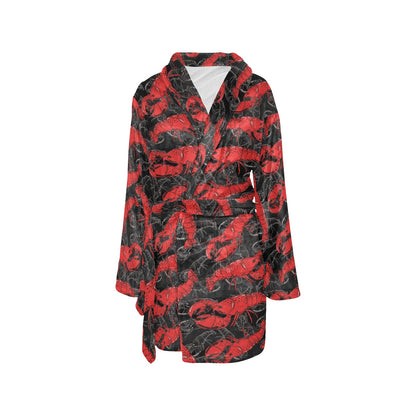 Lobster Pattern Print Design 04 Women's Fleece Robe