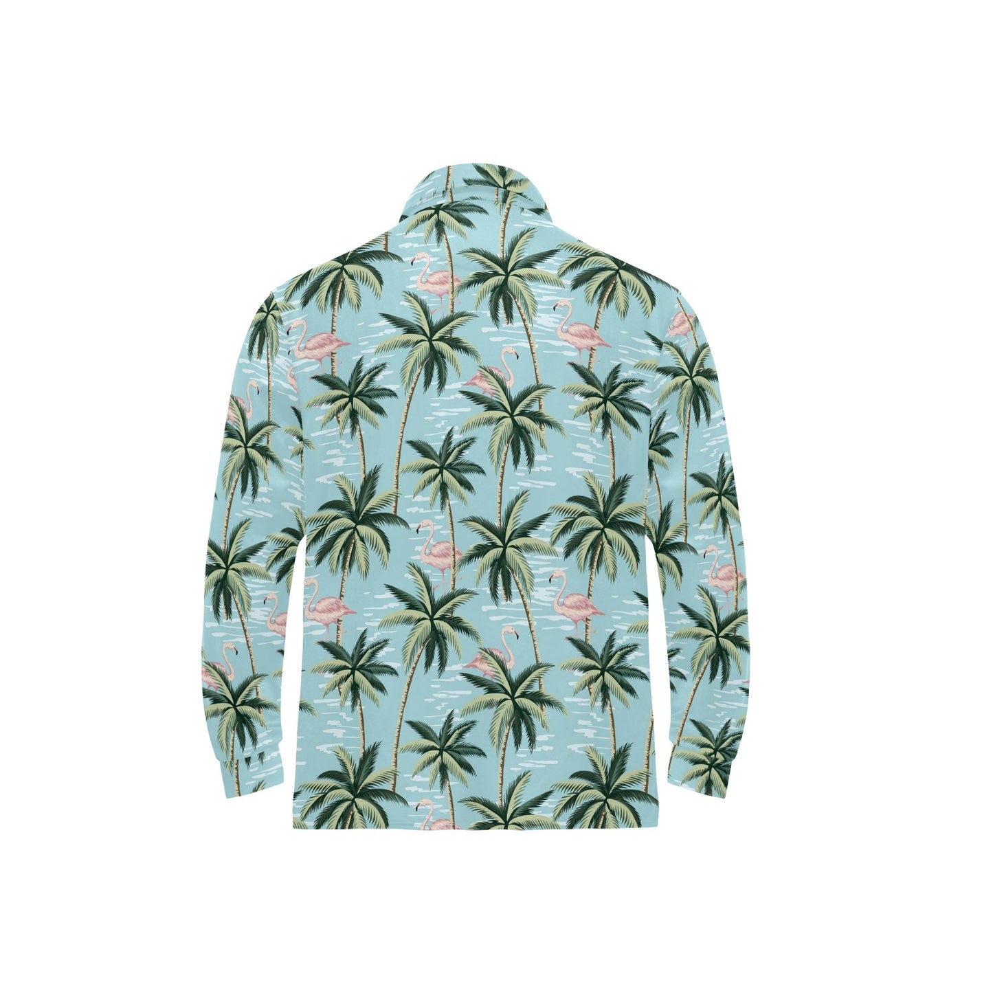 Palm Tree Pattern Print Design PT05 Long Sleeve Polo Shirt For Men's