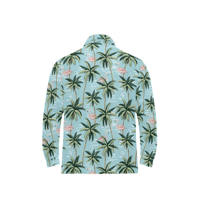 Palm Tree Pattern Print Design PT05 Long Sleeve Polo Shirt For Men's