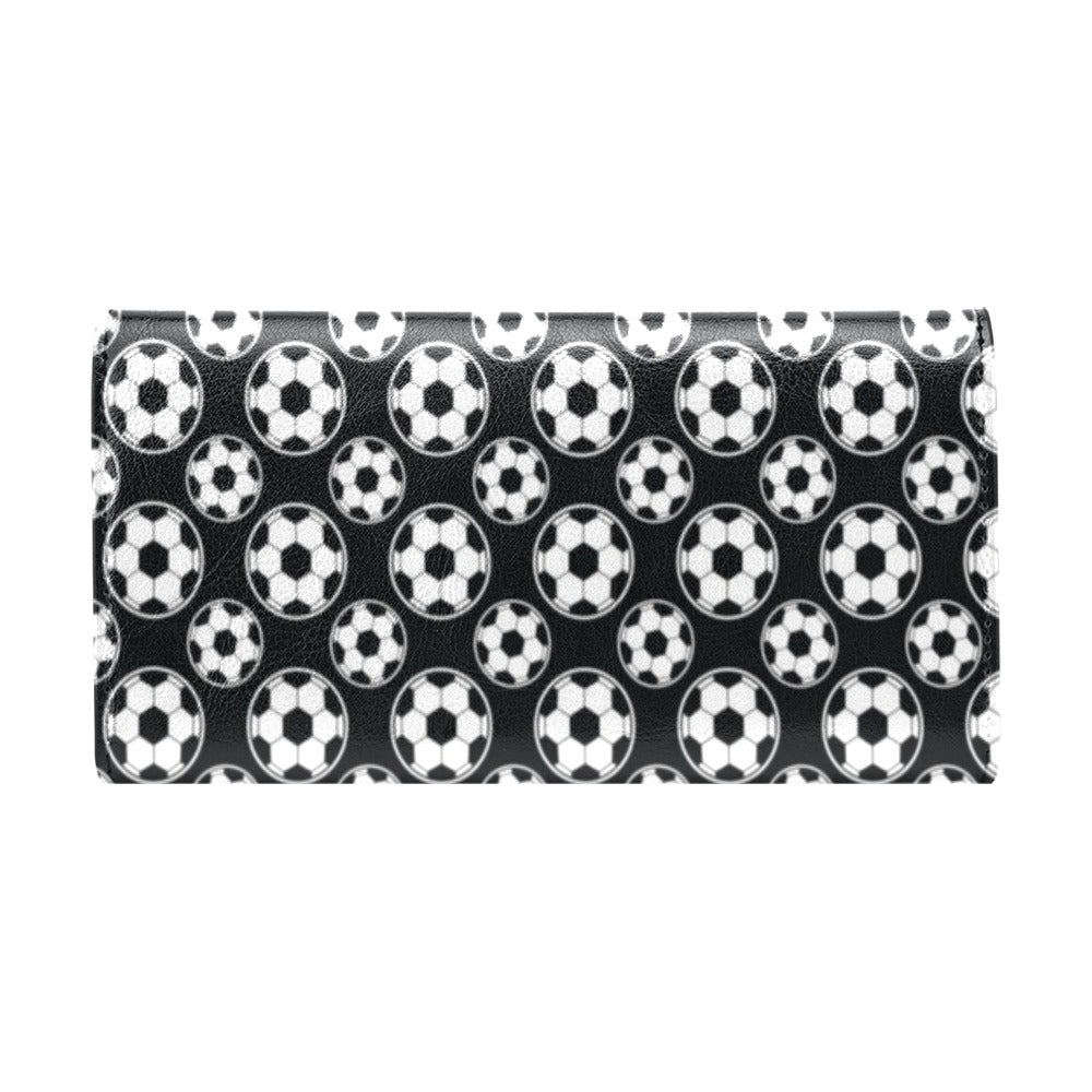 Soccer Ball Black Print Pattern Women's Trifold Wallet