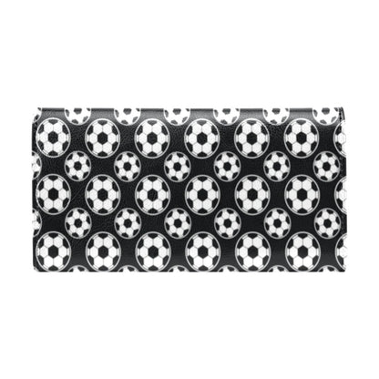 Soccer Ball Black Print Pattern Women's Trifold Wallet