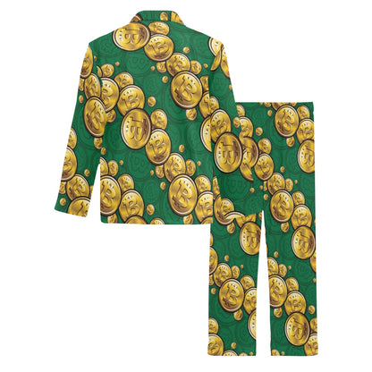Bitcoin Pattern Print Design DO02 Men's Long Pajama Set