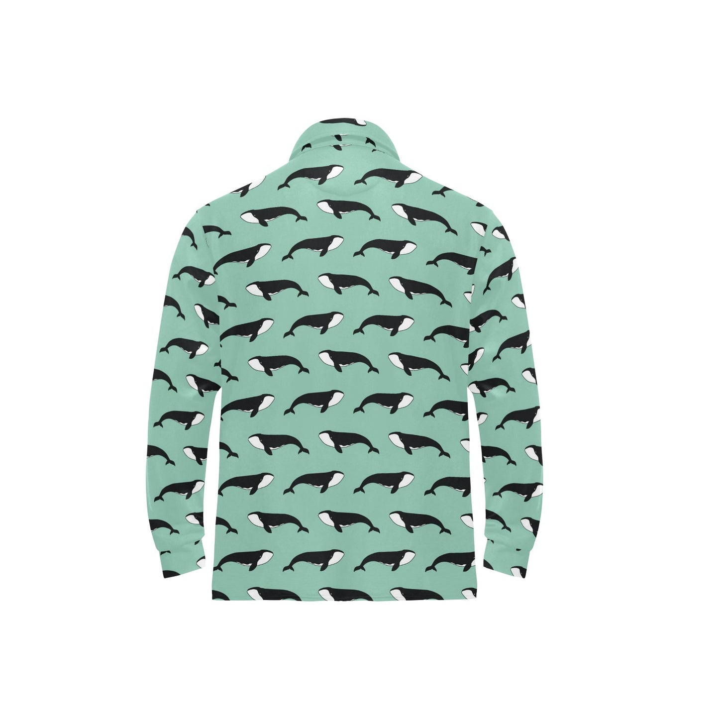 Whale Print Design LKS307 Long Sleeve Polo Shirt For Men's