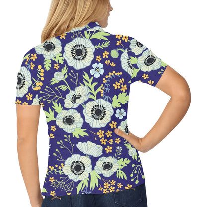 Anemone Pattern Print Design AM06 Women's Polo Shirt
