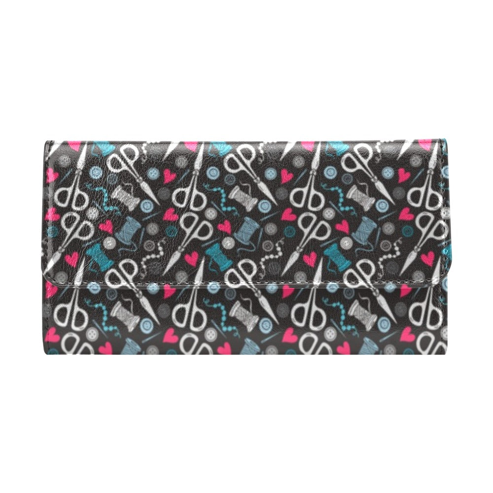 Sewing Equipment Print Design LKS305 Women's Trifold Wallet