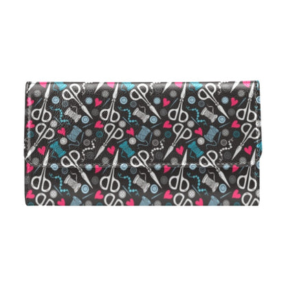 Sewing Equipment Print Design LKS305 Women's Trifold Wallet