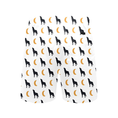 Wolf Moon Print Design LKS302 Men's Swim Trunks Beach Shorts