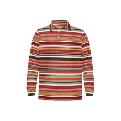 Serape Print Design LKS301 Long Sleeve Polo Shirt For Men's