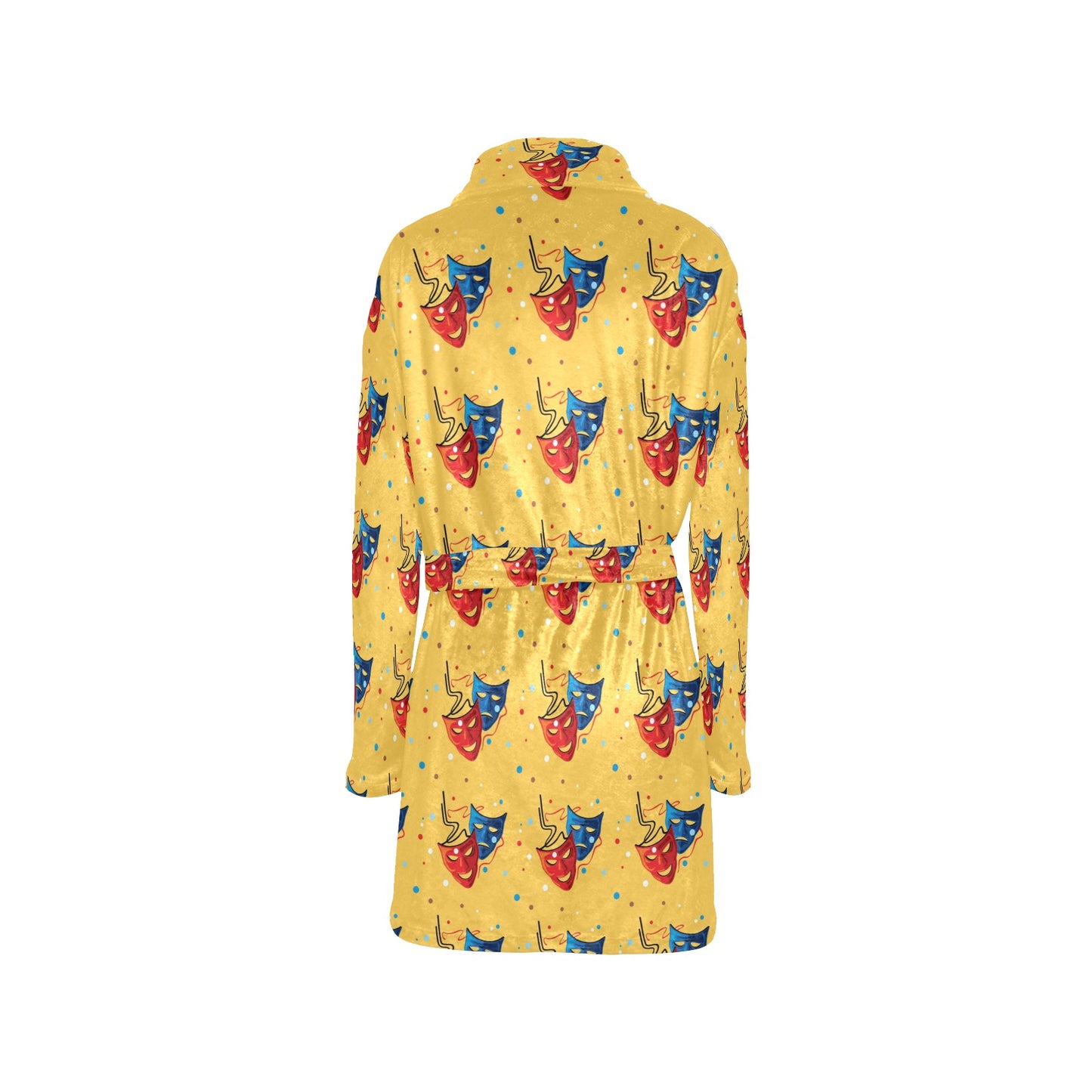 Acting Mask Pattern Print Design 02 Women's Fleece Robe