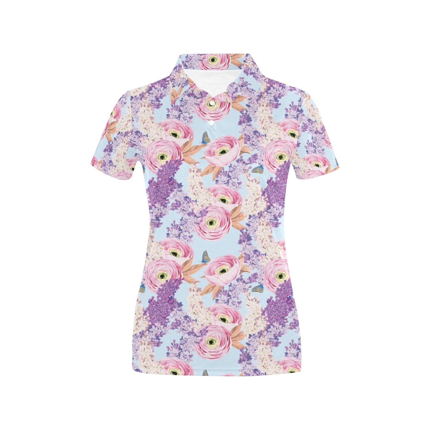 Lilac Pattern Print Design LI03 Women's Polo Shirt