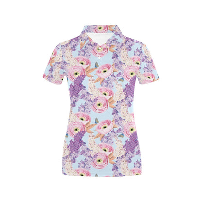 Lilac Pattern Print Design LI03 Women's Polo Shirt