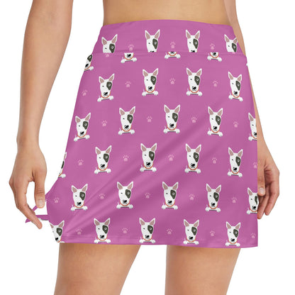Bull Terrier Happy Print Pattern 17" Golf & Pickleball Skort with Pockets