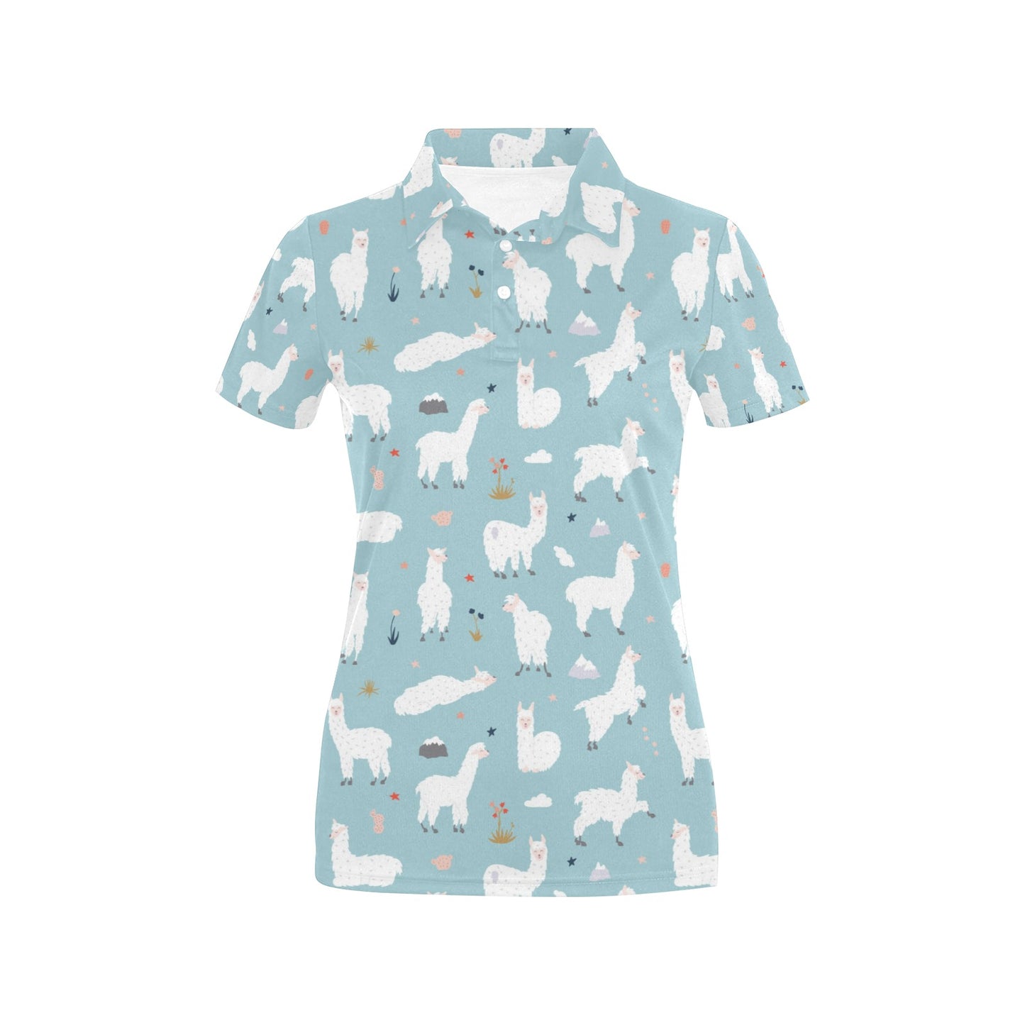 Alpaca Pattern Print Design 02 Women's Polo Shirt