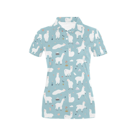 Alpaca Pattern Print Design 02 Women's Polo Shirt