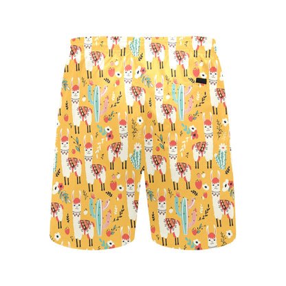 Llama Cute Themed Print Men's Swim Trunks Beach Shorts