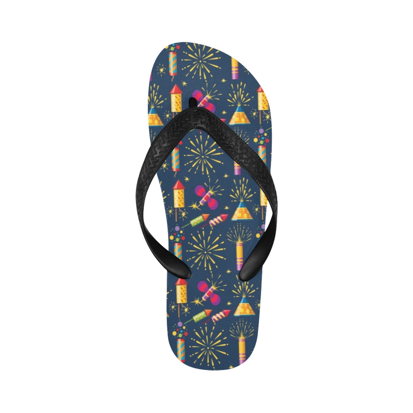 Firework Sparkling Rockets Print Design LKS306 Flip Flops