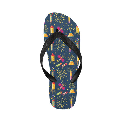 Firework Sparkling Rockets Print Design LKS306 Flip Flops