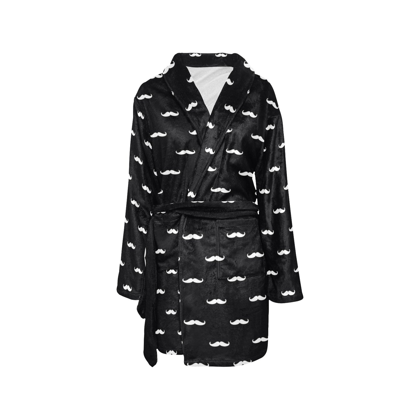 Mustache Pattern Print Design A04 Women's Fleece Robe